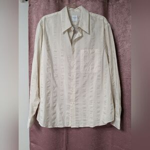 Todd Snyder Cream Cotton Striped Silk Linen Lightweight Dress Shirt